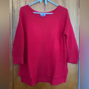 Red 3/4 Sleeve Knit Sweater